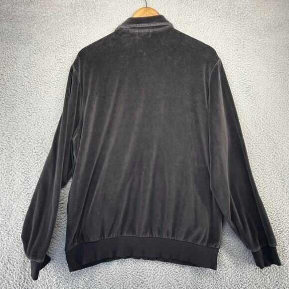 Vintage Puma Track Jacket men's Large Black Zip Suede Velour Embroidered Y2K - Picture 10 of 12